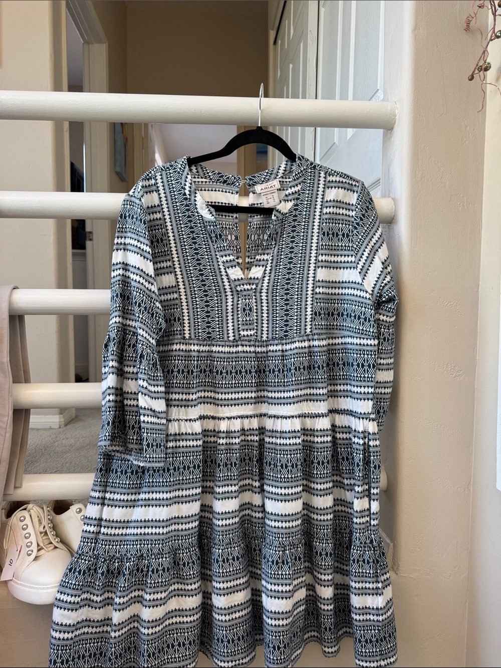Ariat Black and White Printed Mini Dress